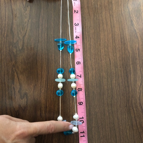 Handmade Aqua/White Necklace Set - Picture 8 of 8